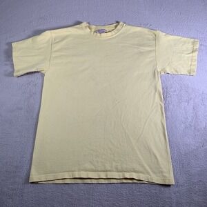 Vintage Pluma Shirt Mens Medium Yellow Heavyweight Blank Tee Crewneck Cotton 90s